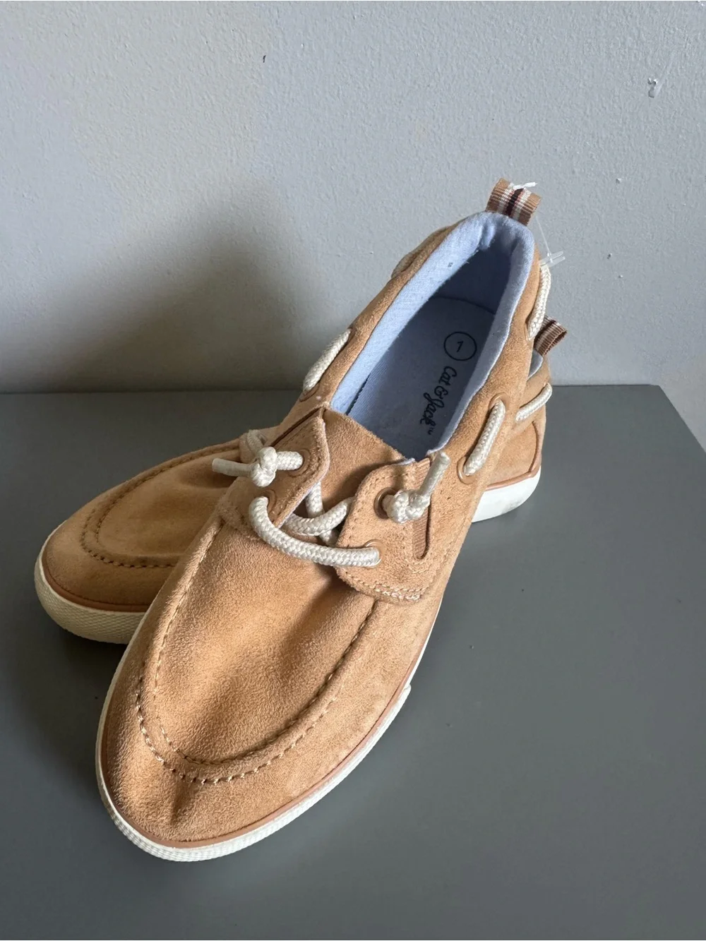 Cat & Jack Kids Tan Suede Moccasin Boat Shoes